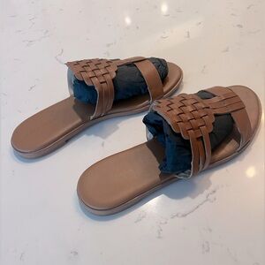 Cole Han Brown Leather Slide Sandals Size 9
